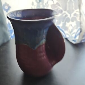Handcrafted Ceramic Mug in Deep Plum and Blue